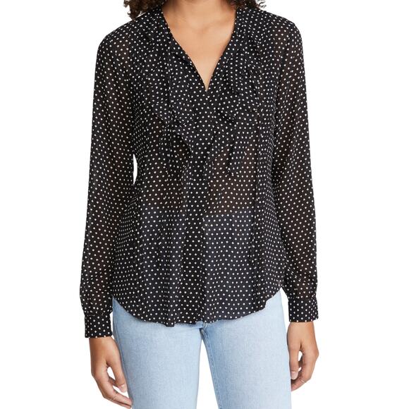 L’AGENCE Tabitha ruffle Blouse spades print pattern NEW XS - Picture 1 of 12